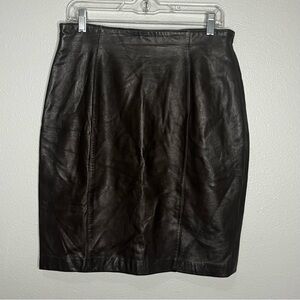 Valerie Stevens New Zealand‎ Lambskin Leather Skirt 14 Brown Lined Zipper Work